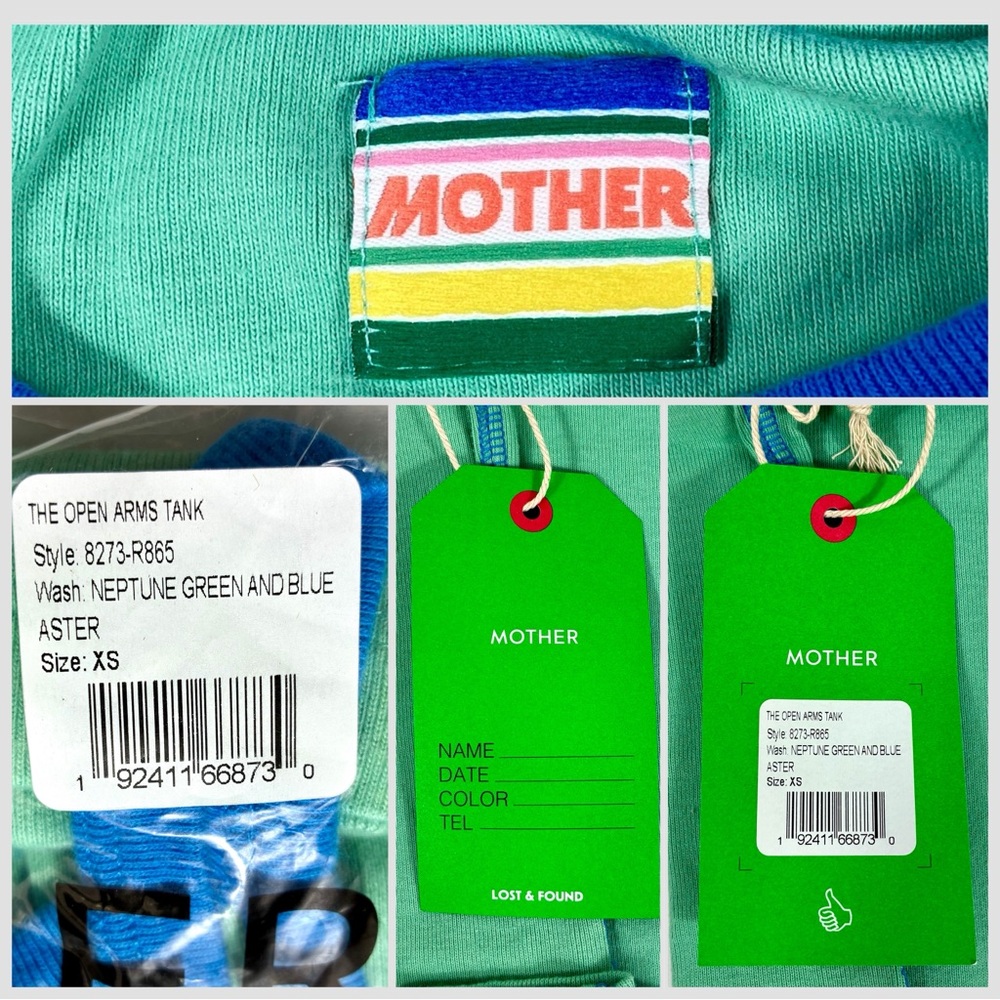 Mother The Open Arms Tank Top Neptune Green And Blue Aster XS M NWT - Picture 15 of 16